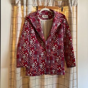 Red patterned vintage blazer
